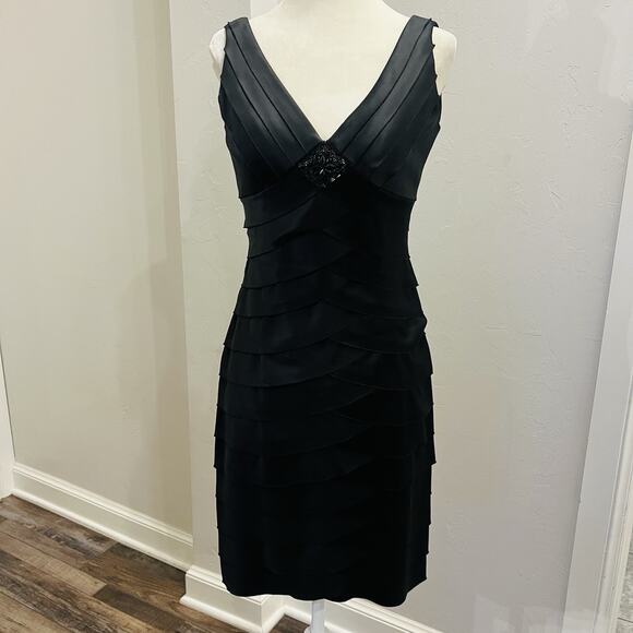 Jones New York Black Tiered Dress Pendent Petite Size 4 (A0126) - Picture 1 of 9